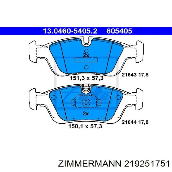 Гальмівні колодки Zimmermann 219251751 ціна, від 16.28 USD