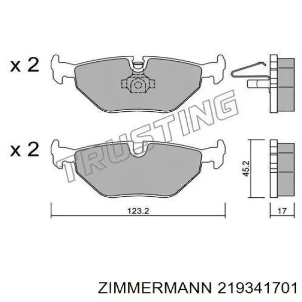 Задні гальмівні колодки 219341701 Zimmermann