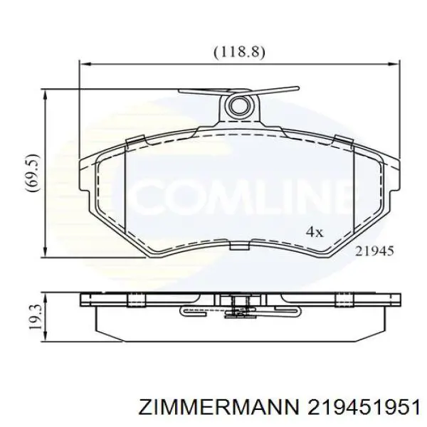 Купити 219451951 Zimmermann Колодки гальмівні передні, дискові