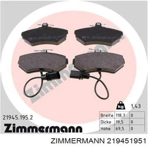 Тормозні колодки Zimmermann 219451951