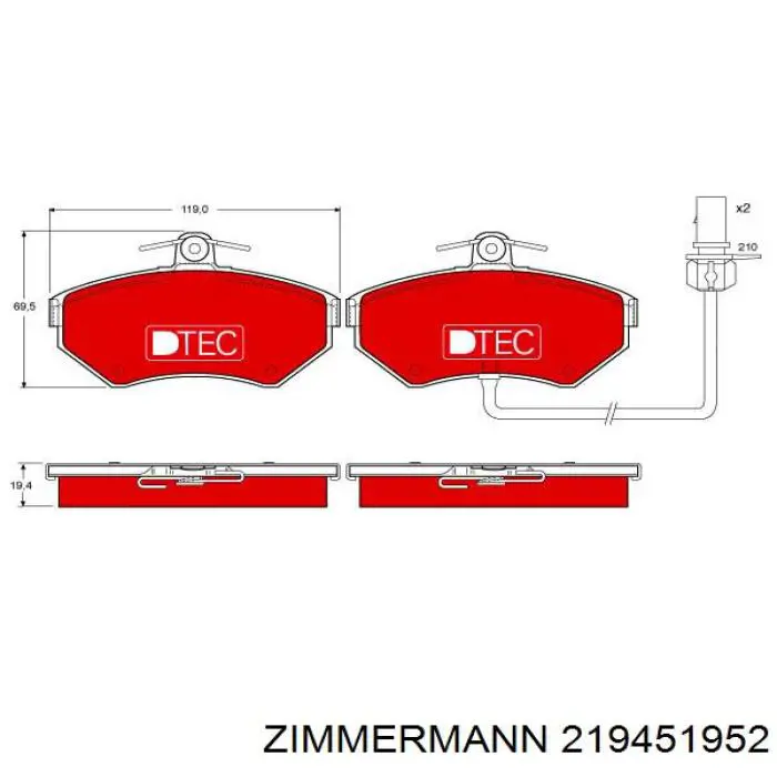 Тормозні колодки Zimmermann 219451952