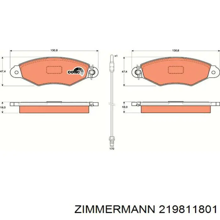 219811801 Zimmermann Передні гальмівні колодки