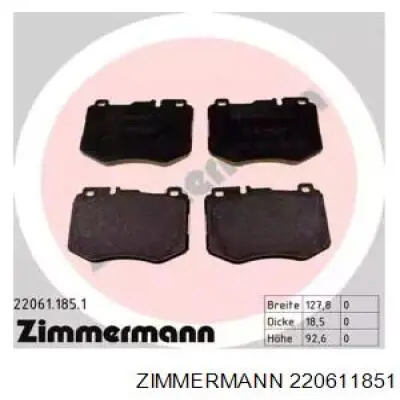 Передні тормозні колодки 220611851 Zimmermann