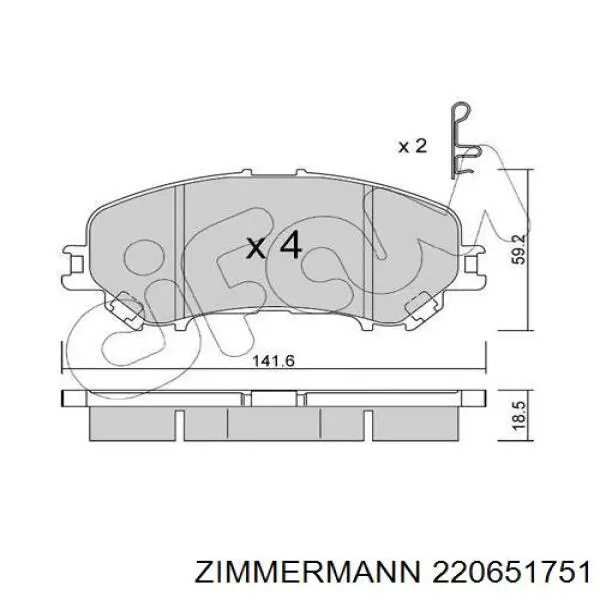 220651751 Zimmermann Передні гальмівні колодки