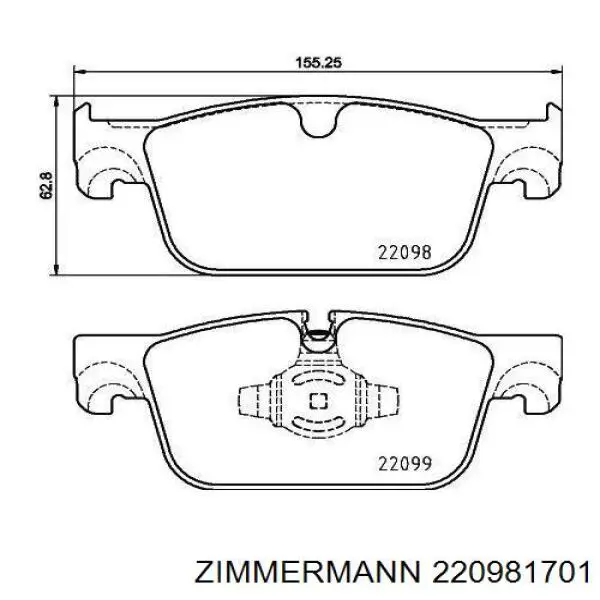 Гальмівні колодки Zimmermann 220981701 ціна, від 60.89 USD