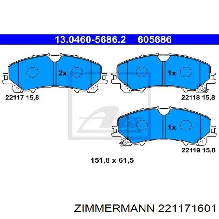 Гальмівні колодки Zimmermann 221171601 ціна, від 34.42 USD