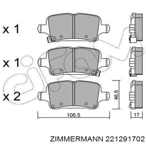 Задні гальмівні колодки Zimmermann 221291702 ціна, від 50.51 USD