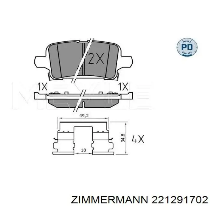 Купити 221291702 Zimmermann Задні колодки