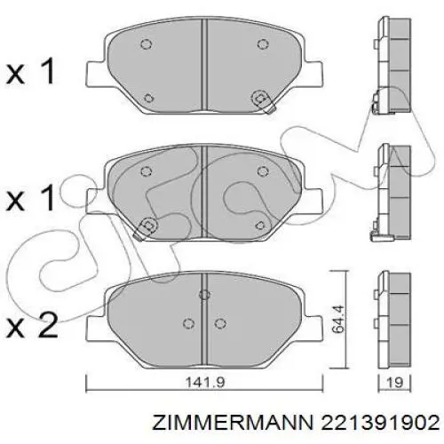 Купити 221391902 Zimmermann Колодки гальмівні передні, дискові