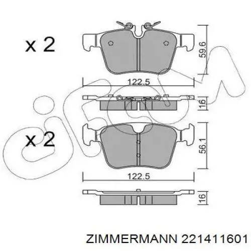 Задні гальмівні колодки Zimmermann 221411601 ціна, від 42.65 USD