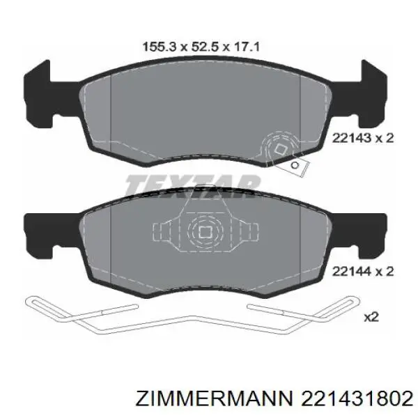 Колодки гальмівні передні, дискові 221431802 Zimmermann