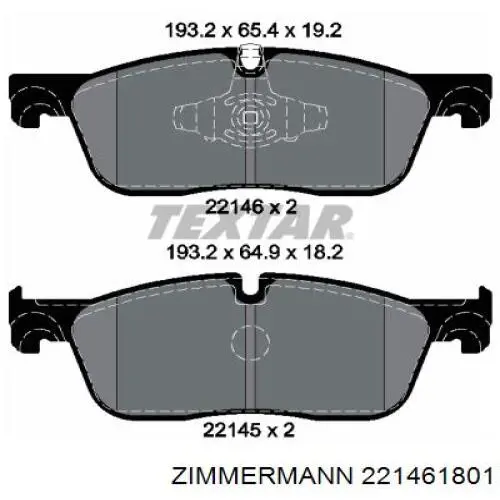 221461801 Zimmermann Передні гальмівні колодки