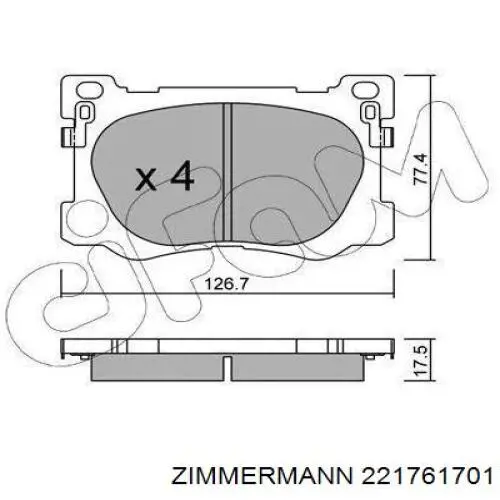 Гальмівні колодки Zimmermann 221761701 ціна, від 35.20 USD