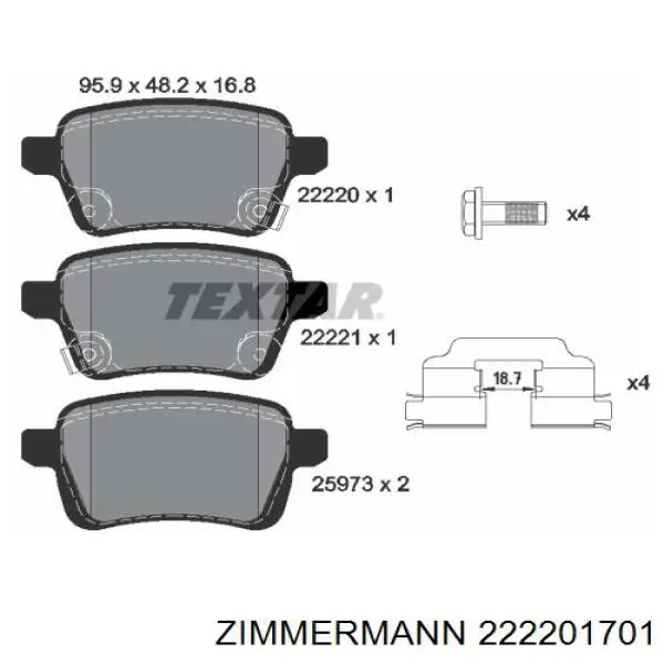 Колодки гальмівні передні, дискові 222201701 Zimmermann