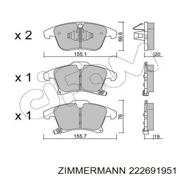 222691951 Zimmermann Передні гальмівні колодки