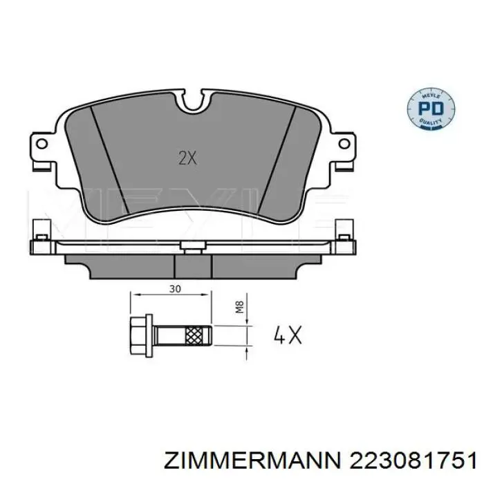 223081751 Zimmermann Колодки гальмівні задні, дискові