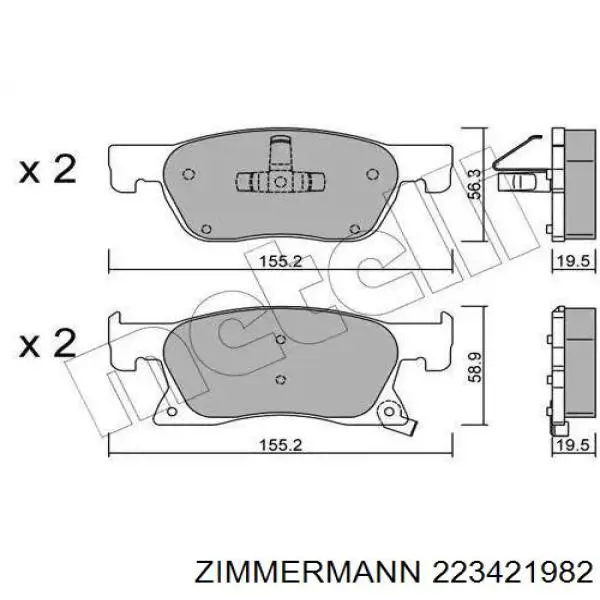 Гальмівні колодки Zimmermann 223421982 ціна, від 30.12 USD