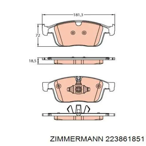 Колодки гальмівні передні, дискові 223861851 Zimmermann