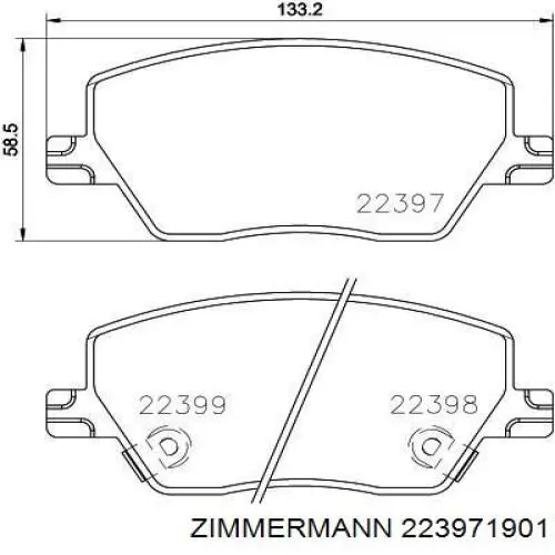 Купити 223971901 Zimmermann Колодки гальмівні передні, дискові