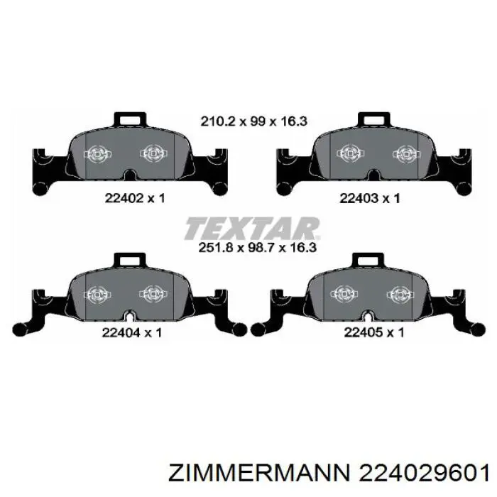Купити 224029601 Zimmermann Колодки гальмівні передні, дискові