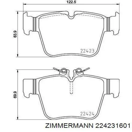 Купити 224231601 Zimmermann Задні колодки