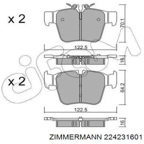 Задні гальмівні колодки Zimmermann 224231601 ціна, від 46.54 USD