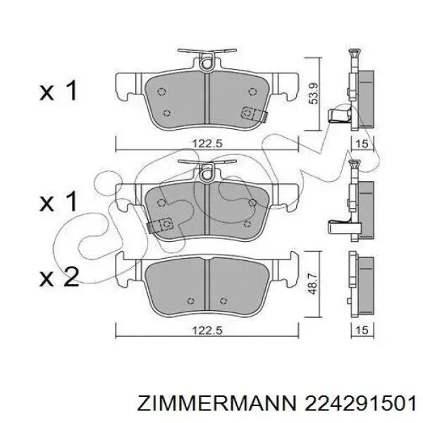 Задні гальмівні колодки Zimmermann 224291501 ціна, від 34.21 USD