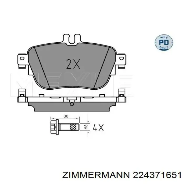 Задні гальмівні колодки 224371651 Zimmermann