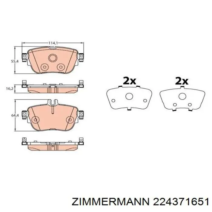 Задні дискові колодки Zimmermann 224371651