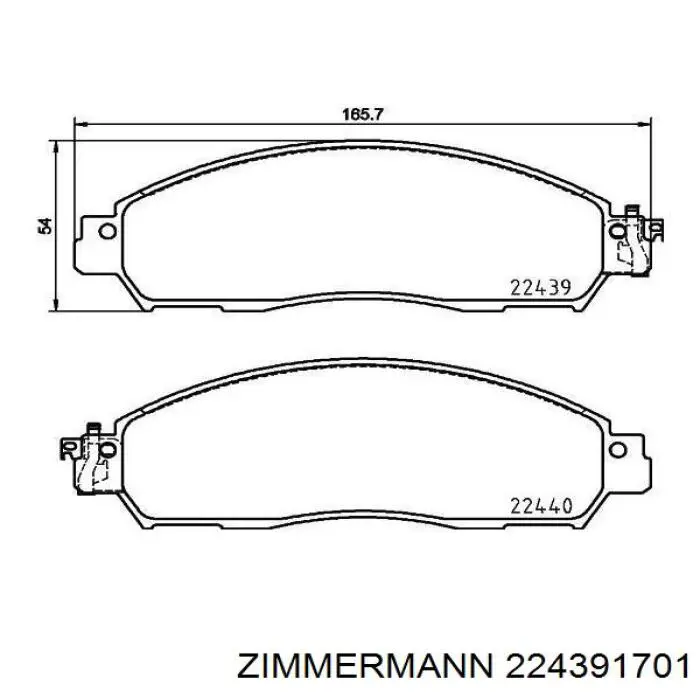 Колодки гальмівні передні, дискові 224391701 Zimmermann