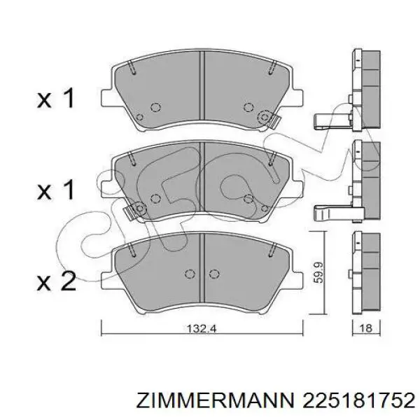 Гальмівні колодки Zimmermann 225181752 ціна, від 74.20 USD