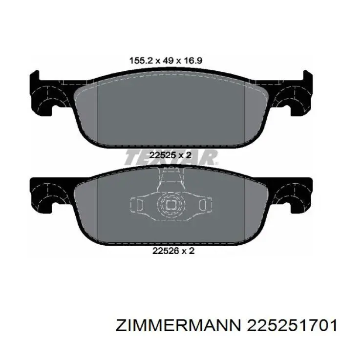 Колодки гальмівні передні, дискові 225251701 Zimmermann