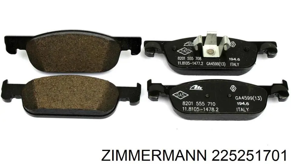 Купити 225251701 Zimmermann Колодки гальмівні передні, дискові