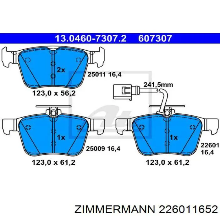 Колодки гальмові задні, дискові 226011652 Zimmermann