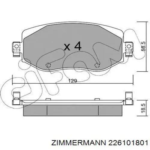 Купити 226101801 Zimmermann Колодки гальмівні передні, дискові