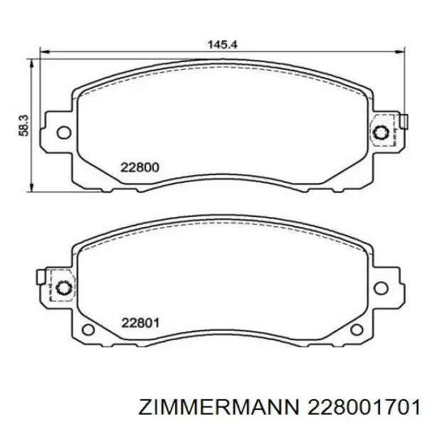 Купити 228001701 Zimmermann Колодки гальмівні передні, дискові