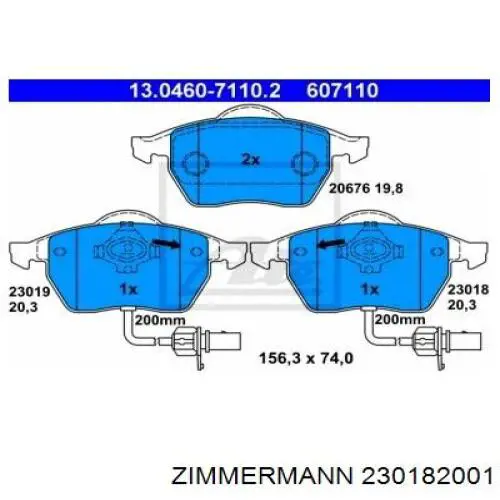 Купити 230182001 Zimmermann Колодки гальмівні передні, дискові