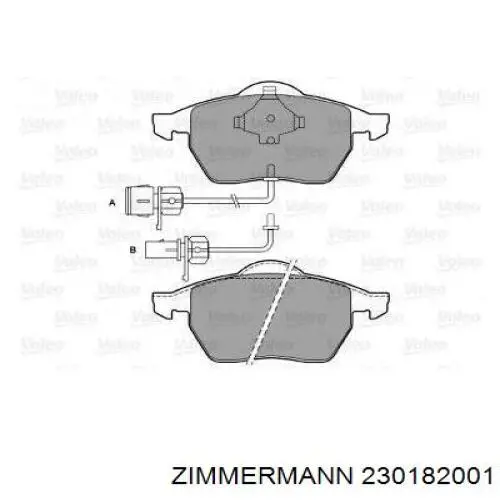 Передні тормозні колодки 230182001 Zimmermann