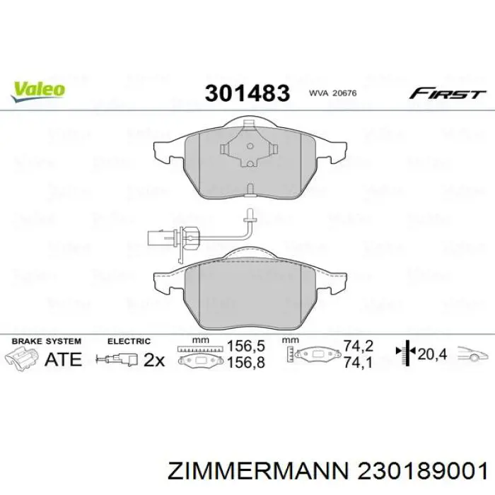 Гальмівні колодки Zimmermann 230189001 ціна, від 25.41 USD