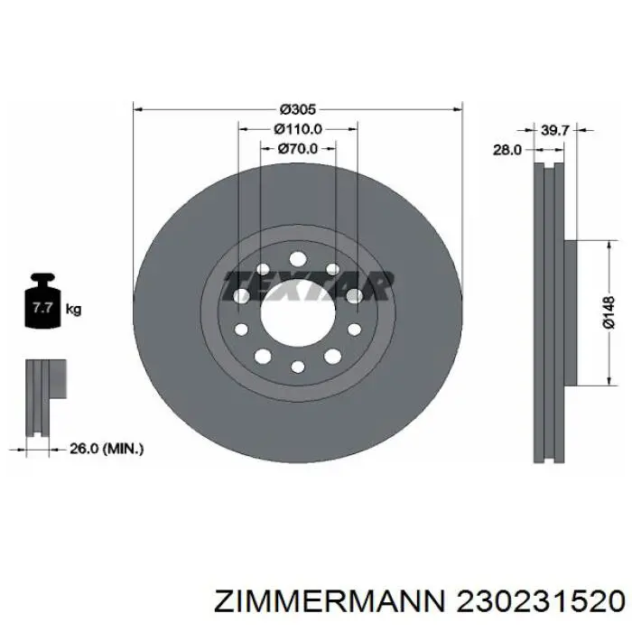 Гальмівні диски передні 230231520 Zimmermann
