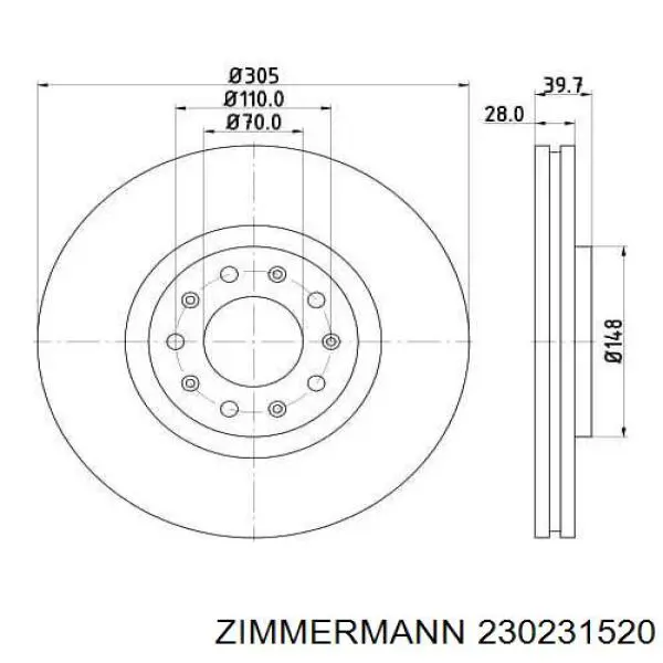 Купити 230231520 Zimmermann Ротор гальмівний
