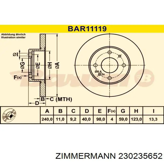 Купити 230235652 Zimmermann Диск заднього гальма