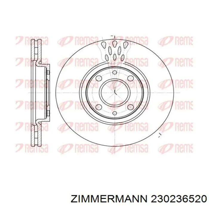 Диск переднього гальма Zimmermann 230236520 ціна, від 27.36 USD
