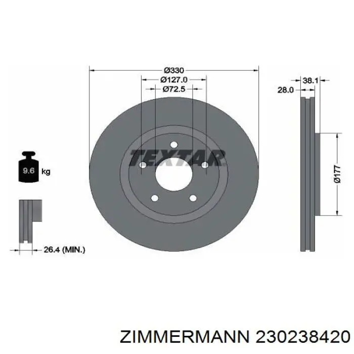 Купити 230238420 Zimmermann Ротор гальмівний