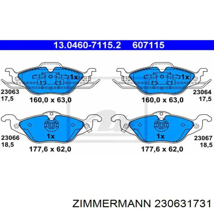Гальмівні колодки Zimmermann 230631731 ціна, від 21.22 USD
