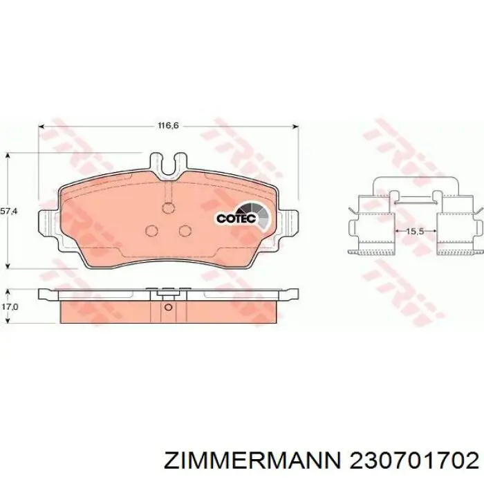Тормозні колодки Zimmermann 230701702
