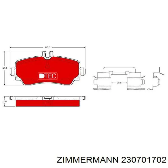 Купити 230701702 Zimmermann Колодки гальмівні передні, дискові