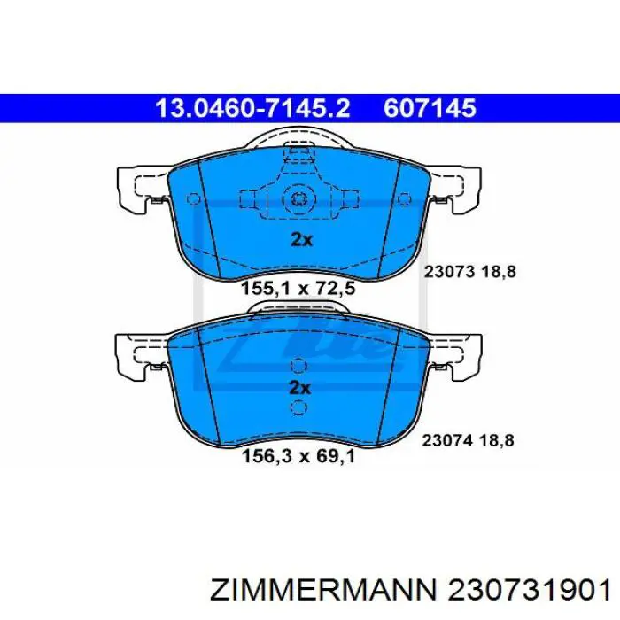 Гальмівні колодки Zimmermann 230731901 ціна, від 30.90 USD