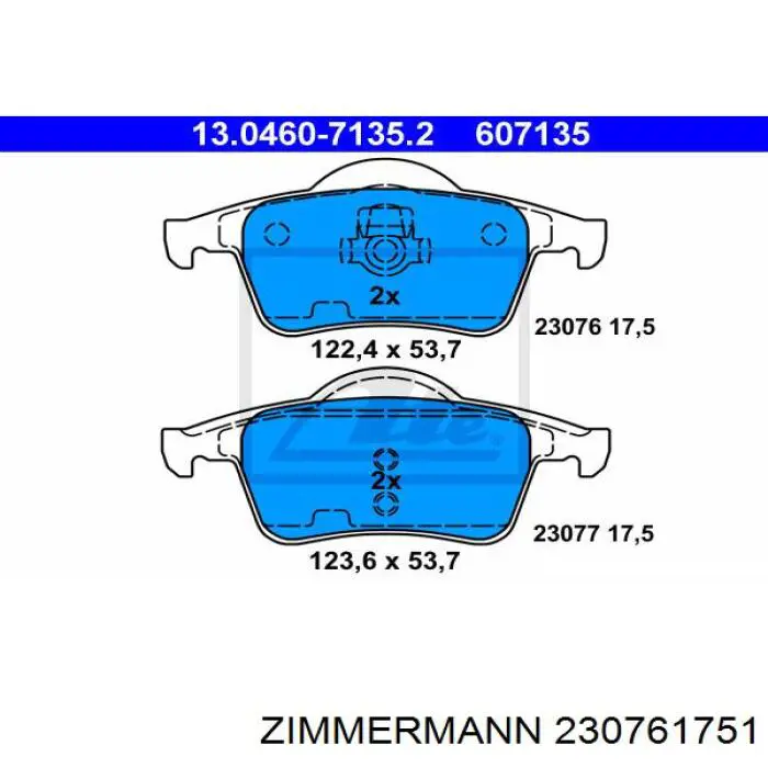 Колодки гальмові задні, дискові 230761751 Zimmermann