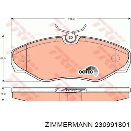 230991801 Zimmermann Передні гальмівні колодки